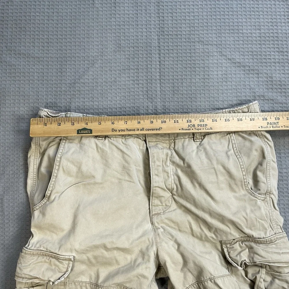 Vintage Abercrombie & Fitch Cargo Shorts 34 Men's Khaki Button Fly Drawstring